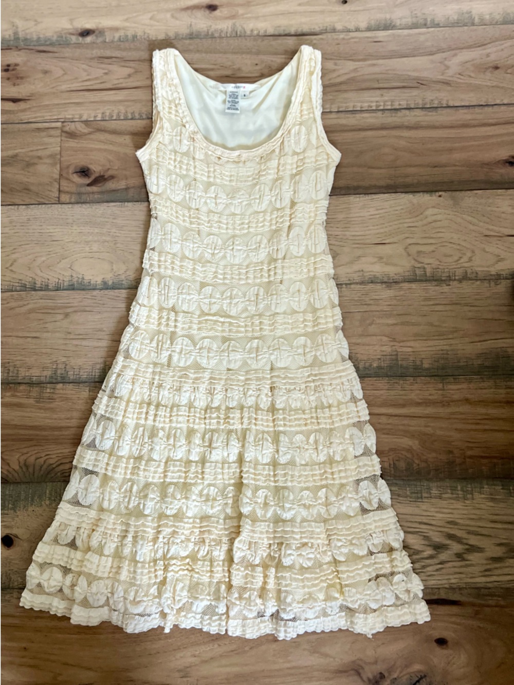 Studio M Cream Textured Lace Midi Dress